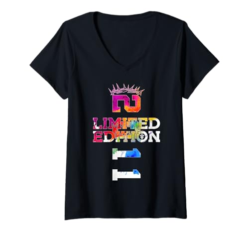 Damen RELIGIÖS Limited Edition 2011 Jesus 14. Geburtstag T-Shirt mit V-Ausschnitt von JESUS LOVES YOU BIRTHDAY DESIGNS & OUTFITS