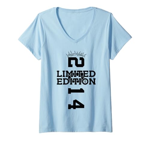 Damen RELIGIÖS Limited Edition 2014 Jesus 11. Geburtstag T-Shirt mit V-Ausschnitt von JESUS LOVES YOU BIRTHDAY DESIGNS & OUTFITS