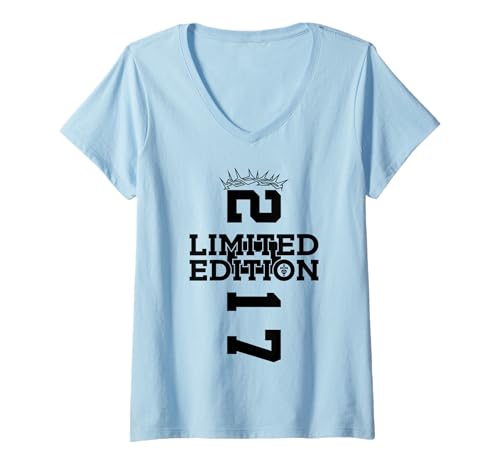 Damen RELIGIÖS Limited Edition 2017 Jesus 8. Geburtstag T-Shirt mit V-Ausschnitt von JESUS LOVES YOU BIRTHDAY DESIGNS & OUTFITS