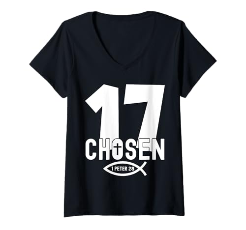 Damen RELIGIÖSES Chosen 17 Jahre Jesus 17. Geburtstag T-Shirt mit V-Ausschnitt Damen RELIGIÖSES Chosen 17 Jahre Jesus 17. Geburtstag T-Shirt mit V-Ausschnitt von JESUS LOVES YOU BIRTHDAY DESIGNS & OUTFITS