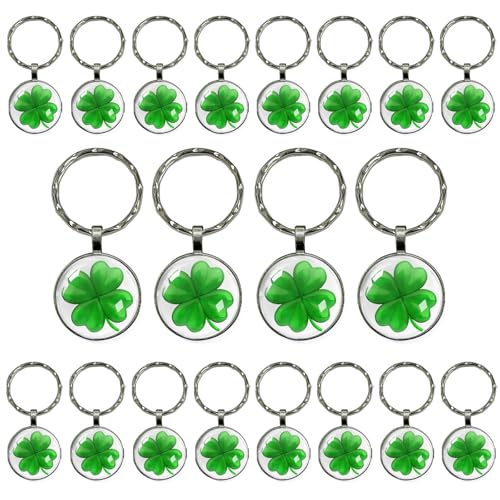 JESWEI Vierblättriges Kleeblatt Schlüsselanhänger Metall Glücksklee Schlüsselanhänger 2.5cm schlüsselanhänger glücksbringer Einzug Neuer Job Viel Glück Geschenk Dekorationenfür (20) von JESWEI
