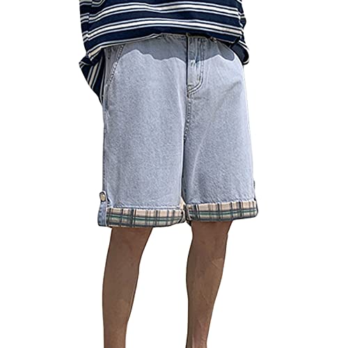 Herren Lose Gerade Jeans Shorts Sommer Outdoor Relaxed Plus Size Jeans Short Classic Casual Jean Short Pants (Hellblau,L) von JEShifangjiusu