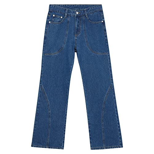 Herren Slim Fit Vintage Bell Jeans Klassische Retro 60er 70er Flared Denim Pants Comfort Washed Disco Hip Hop Jeans (Blau,S) von JEShifangjiusu