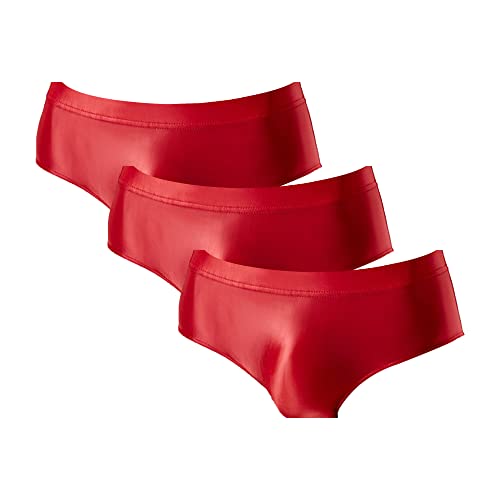 JEShifangjiusu GläNzende SeidenunterwäSche FüR MäNner Atmungsaktive Unterhosen Mit Niedriger Taille Hochelastische Transparente Boxershorts (Die rote 3pc,L) von JEShifangjiusu