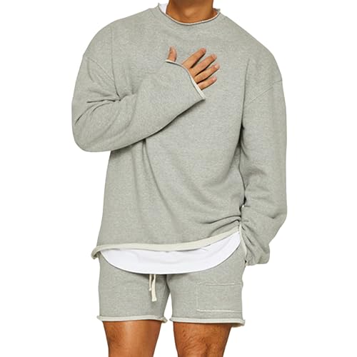JEShifangjiusu Herren Freizeit Sport Sweatshirt Fitness Lose Pullover Baumwolle Atmungsaktiv Lange ÄRmel (Graue,M) von JEShifangjiusu