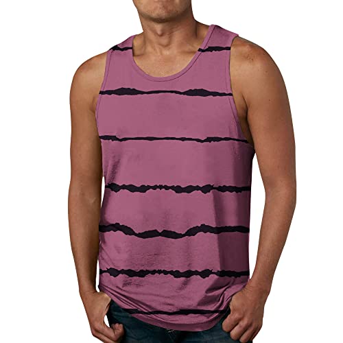 JEShifangjiusu Herren äRmelloses Kontrastreiches Sport-Tank-Top LäSsiges, Locker Bedrucktes Unterhemd Leichte Atmungsaktive Weste Mit Saum (Das rosa 20-1pc,7XL) von JEShifangjiusu