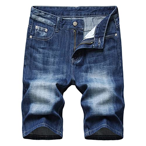 Lässige Gerade Jeans Shorts für Herren Klassischer Vintage Regular Fit Lockere Jeans Shorts Sommerlich Gewaschene Bequeme Jeans Shorts (Blau 1,42) von JEShifangjiusu