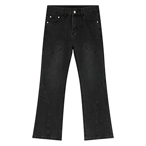 Slim Vintage Bell Jeans für Herren Klassische Retro 60er 70er Flared Denim Pants Comfort Straight Leg Washed Disco Jeans (Schwarz,S) von JEShifangjiusu