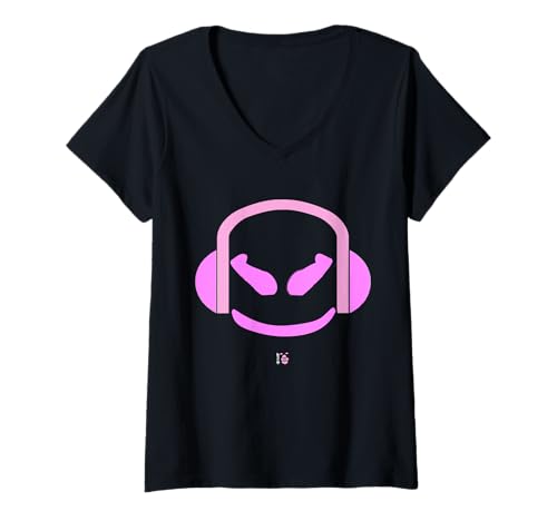 Damen Funny DJ AngryFace Malve Pink P T-Shirt mit V-Ausschnitt Damen Funny DJ AngryFace Malve Pink P T-Shirt mit V-Ausschnitt von JETC-33