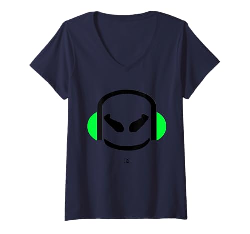 Damen Funny DJ Mallow's AngryFace Schwarz/Grün T-Shirt mit V-Ausschnitt Damen Funny DJ Mallow's AngryFace Schwarz/Grün T-Shirt mit V-Ausschnitt von JETC-33