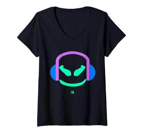 Damen Lustiges DJ Mallow's Face Aqua/Blau T-Shirt mit V-Ausschnitt Damen Lustiges DJ Mallow's Face Aqua/Blau T-Shirt mit V-Ausschnitt von JETC-33