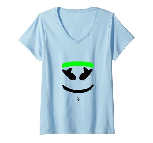 Damen Lustiges Marshmallow-Gesicht mit grünem Schweißband T-Shirt mit V-Ausschnitt Damen Lustiges Marshmallow-Gesicht mit grünem Schweißband T-Shirt mit V-Ausschnitt von JETC33