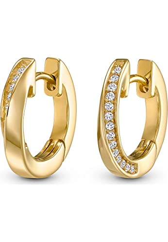 JETTE Damen-Creolen 925er Silber 28 Zirkonia One Size, Gold 32010186 von JETTE