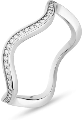 JETTE Damen-Damenring 925er Silber, recycelt Zirkonia 57, Silber 32028462 von JETTE