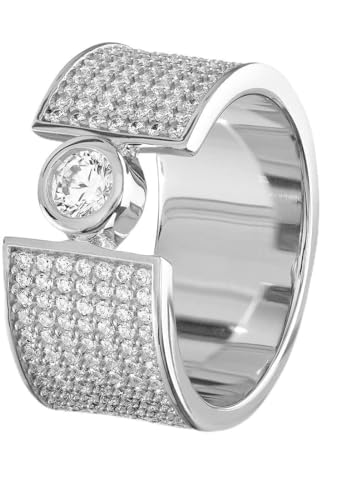 JETTE Damen-Damenring 925er Silber 155 Zirkonia 61, Silber 32017724 von JETTE