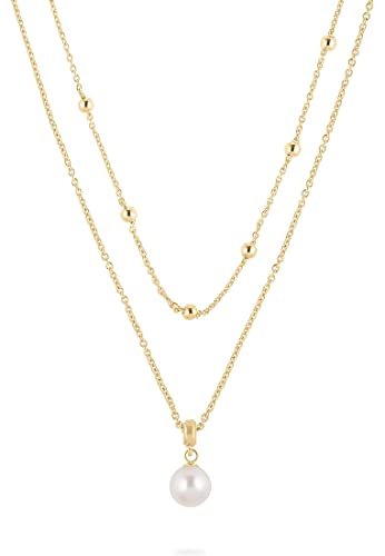 JETTE Damen-Kette 925er Silber Süßwasserperle One Size, Gelbgold 32021989 von JETTE