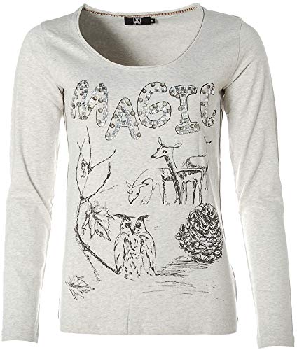 JETTE Damen Langarm Shirt T-Shirt Rundhals Magic Glitzer Grau 38 von JETTE