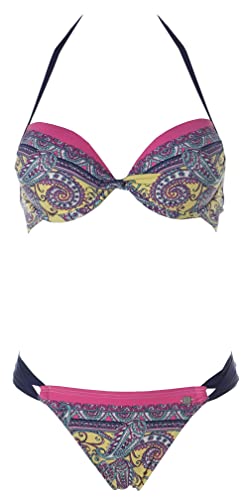 JETTE Damen Push Up Bikini (36 / A, Yellow Print) von JETTE