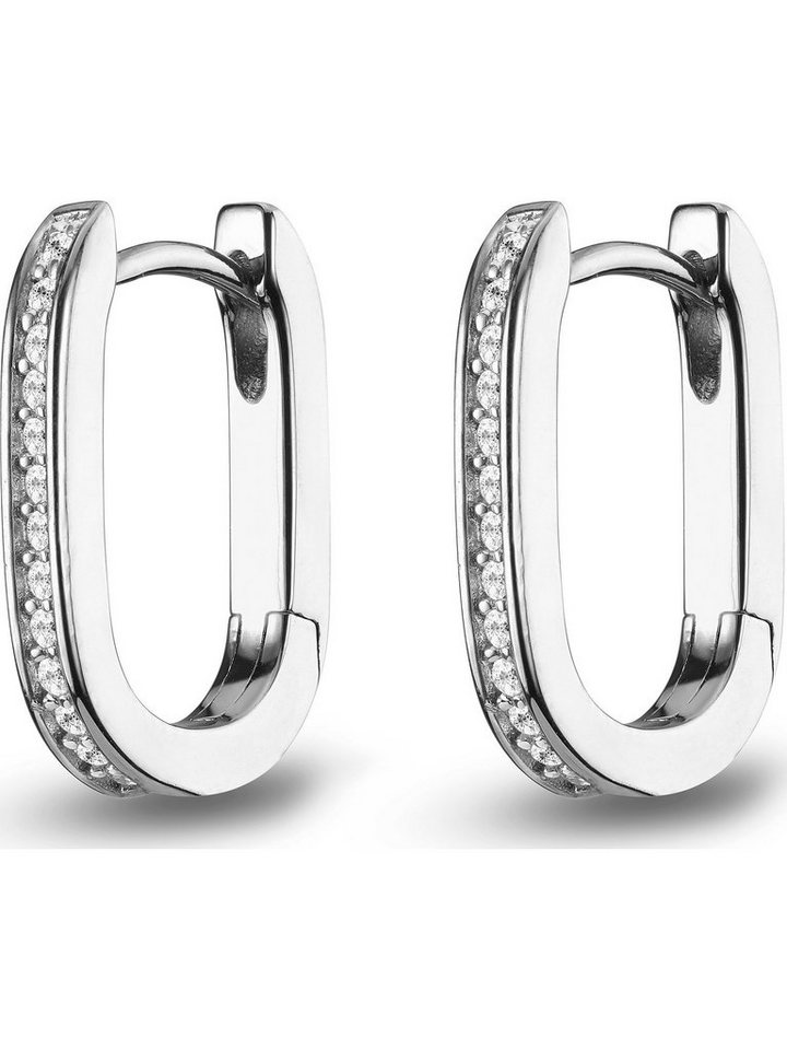 JETTE Paar Creolen JETTE Damen-Creolen 925er Silber 28 Zirkonia (Paar), LUNA von JETTE