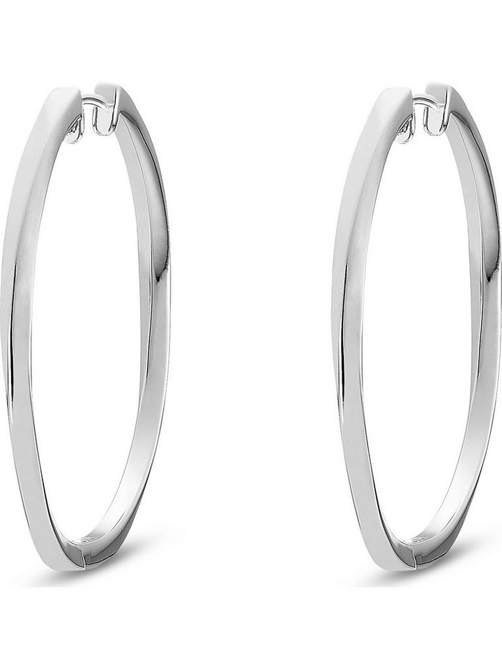 JETTE Paar Creolen JETTE Damen-Creolen 925er Silber rhodiniert (Paar), TWISTED von JETTE