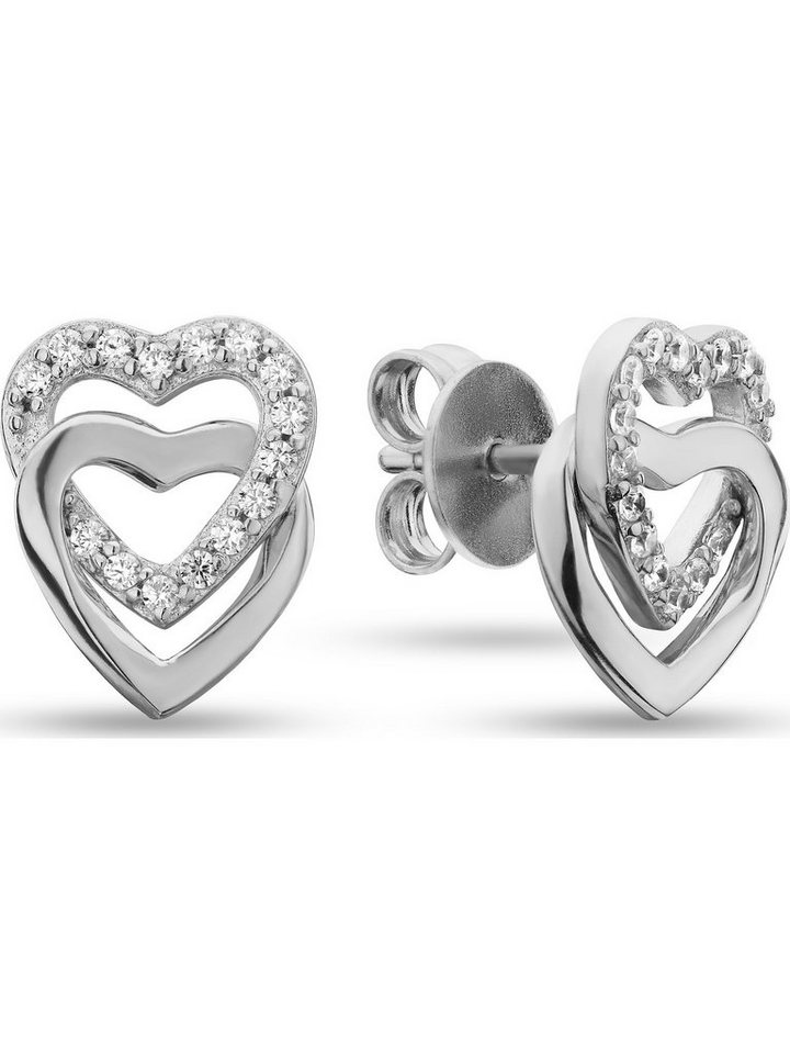 JETTE Paar Ohrstecker JETTE Damen-Ohrstecker 925er Silber 30 Zirkonia, SWING HEART von JETTE