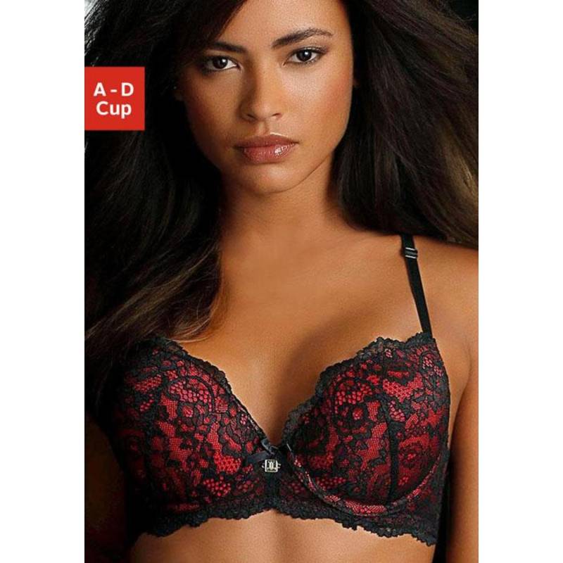 JETTE Push-up-BH Damen schwarz-rot Gr.70D von JETTE