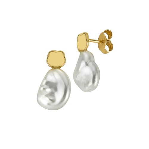 1 Paar Perlen-Ohrstecker mit Kleeblatt 14 Karat 585 Gold Barockperlen Ohrringe Keshi-Perle für Damen. Jeder Perlenstecker ist ein Unikat - Made in Germany von JEVELION
