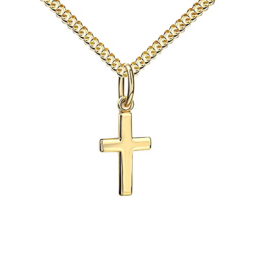 JEVELION 333 Gold-Kreuz-Anhänger 333 Gold Gold-Kreuz für Damen, Herren und Kinder Ketten-Anhänger 8 Karat Mit Panzerkette - Kettenlänge 60 cm. von JEVELION