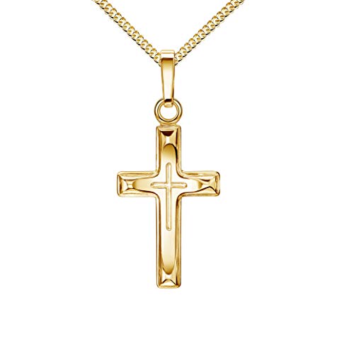 JEVELION 750 Gold-Kreuz Kreuz-Anhänger Gold-Kreuz Jesus Christus Ketten-Anhänger 750 Gold 18 Karat Mit Kette 36-70 cm von JEVELION