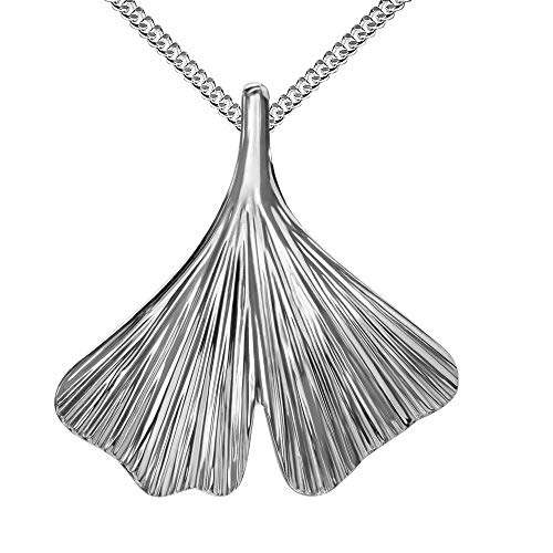 Silberanhänger mit Ginkgo-Blatt Sterlingsilber für Damen Mit Halskette 55 cm von JEVELION