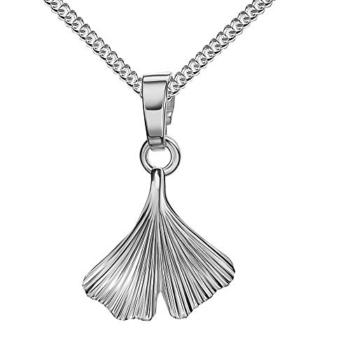 JEVELION Silberkette Anhänger 925 Silber mit Ginkgo-Blatt Sterlingsilber für Damen Mit Kette 45 cm von JEVELION