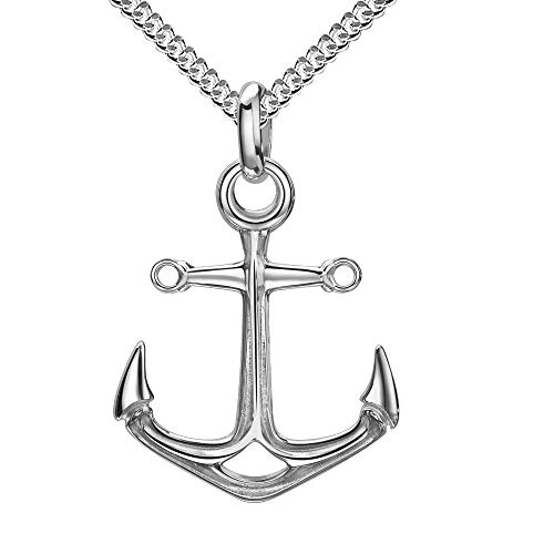 Anhänger Anker mit Kette Maritim 925 Silber für Damen Mit Halskette 55 cm von JEVELION