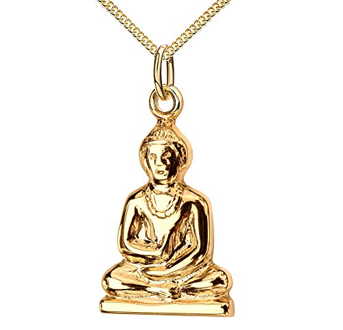 Anhänger Buddha 333 Gold Goldanhänger für Damen Mit Panzerkette 40 cm von JEVELION