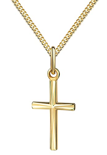 JEVELION Anhänger-Kreuz 333 Gold für Damen Kreuzanhänger mit reflektierender Struktur Kettenanhänger + Schmuck-Etui und Schmuckzertifikat von JEVELION