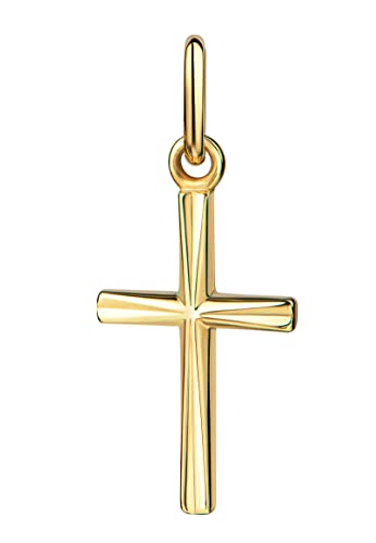 JEVELION Anhänger-Kreuz 333 Gold für Damen Kreuzanhänger mit reflektierender Struktur Kettenanhänger + Schmuck-Etui und Schmuckzertifikat von JEVELION