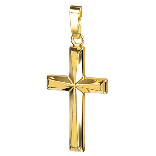 JEVELION Anhänger-Kreuz Goldkreuz für Damen, Herren und Kinder in hochglanz poliert mit 3D-Effekt als Kettenanhänger 333 Gold 8 Karat + Schmuck-Etui von JEVELION