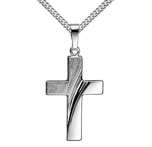 Anhänger-Kreuz Silberkreuz für Damen, Herren und Kinder als Design Kettenanhänger 925 Sterlingsilber Mit Kette 45 cm von JEVELION