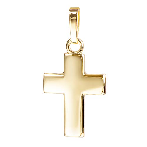 JEVELION Anhänger-Kreuz in Hochglanz poliertes Goldkreuz für Damen, Herren und Kinder als Kettenanhänger 333 Gold 8 Karat + Schmuck-Etui von JEVELION