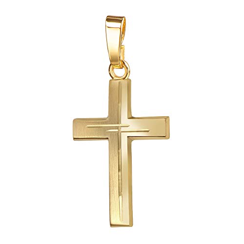 JEVELION Anhänger-Kreuz mit Diamantschliff Kreuz in Kreuz Goldkreuz für Damen, Herren und Kinder Kettenanhänger 333 Gold 8 Karat mit Schmuck-Etui von JEVELION