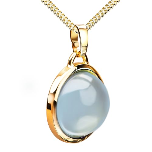 JEVELION Edelstein Chalcedon Anhänger 333 Gelbgold 8 Karat / 8K Gold für Damen, Mit Kette 36 cm von JEVELION