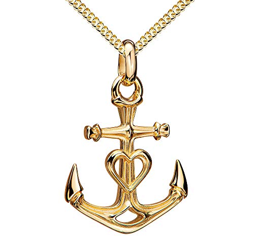 Gold Anhänger Anker Maritim 333 Gelbgold 8 Karat / 8K Gold für Damen, Mit Kette 45 cm von JEVELION