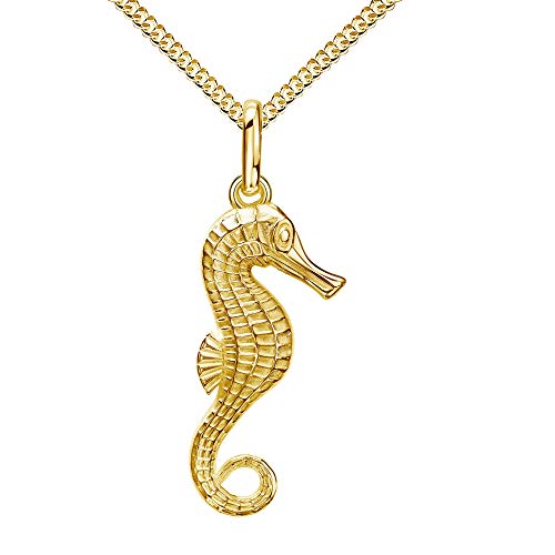 Gold Anhänger Seepferdchen Maritim 333 Gelbgold 8 Karat / 8K Gold für Damen Mit Kette 50 cm von JEVELION