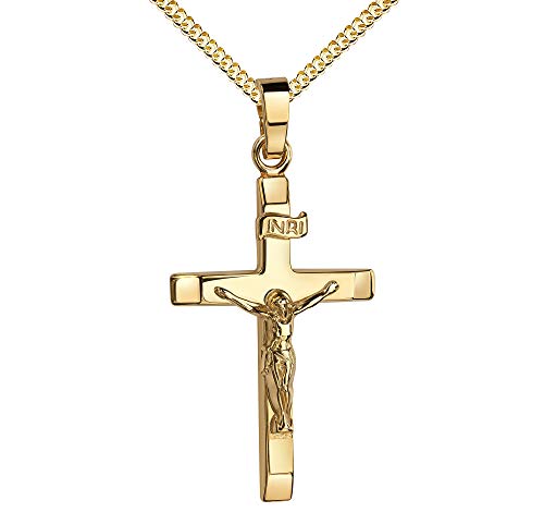 JEVELION Gold Kreuz-Anhänger Kruzifix INRI-Gravur Kettenanhänger 333 Gold 8 Karat mit Schmuckzertifikat. Mit Kette 45 cm JEVELION Gold Kreuz-Anhänger Kruzifix INRI-Gravur Kettenanhänger 333 Gold 8 Karat mit Schmuckzertifikat. Mit Kette 45 cm von JEVELION