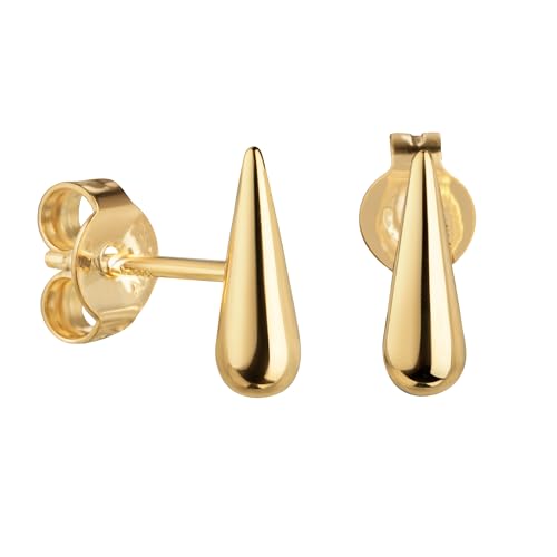 Gold-Ohrstecker mit spitzen 750 Gold-Tropfen Gelbgold Ohrschmuck für Damen 1 Paar mit Schmuck-Etui + Echtheitszertifikat von JEVELION