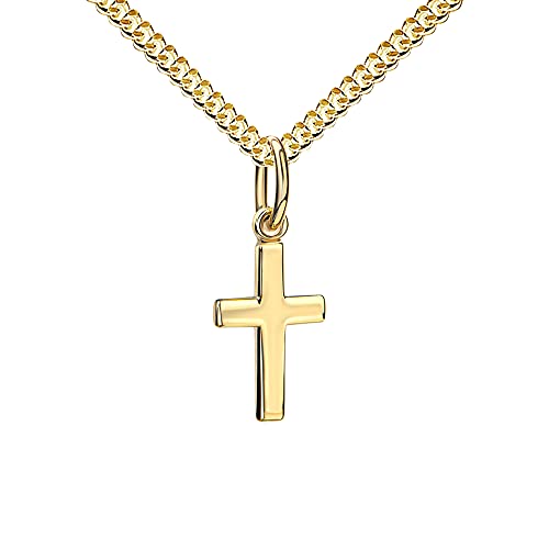 JEVELION Kreuz-Anhänger 585 Gold Gold-Kreuz für Damen, Herren und Kinder Ketten-Anhänger 14 Karat Mit Halskette - Kettenlänge 50 cm. von JEVELION