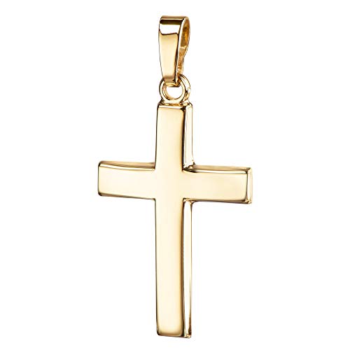 Goldkreuz 750 Gold-Kreuz 18 Karat für Damen, Herren und Kinder Kreuzanhänger Kettenanhänger in gewölbter Form + Schmuck-Etui von JEVELION