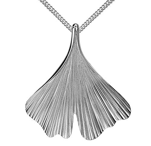 JEVELION Großer Silber Anhänger 925 Silber Ginkgo-Blatt Kettenanhänger für Damen Mit Kette 45 cm von JEVELION