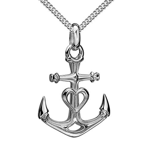 JEVELION Großer Silber Anhänger Anker Maritim 925 Sterlingsilber für Herren Mit Kette 45 cm von JEVELION