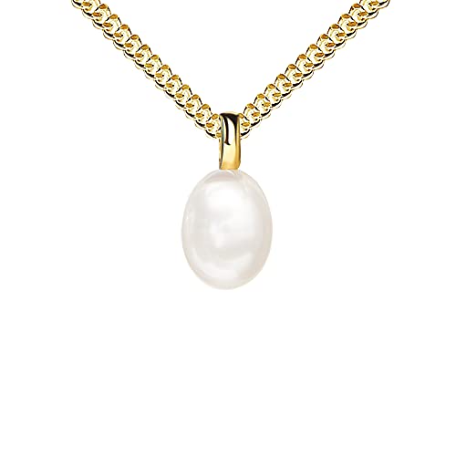 Halskette Perlen Anhänger Gold 333-8 Karat Süßwasserperlen Damenschmuck Mit Damenkette - Kettenlänge 70 cm. von JEVELION