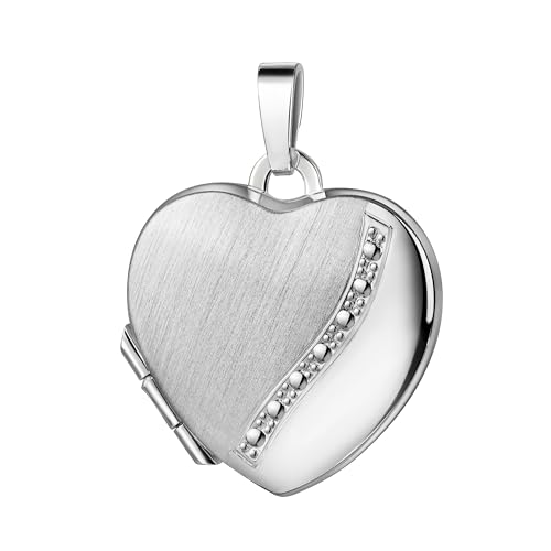 JEVELION Amulett Herz 925 Silber Herz-Medaillon Anhänger für 2 Bilder zum Öffnen für Damen mit Halskette und Schmuck-Etui von JEVELION